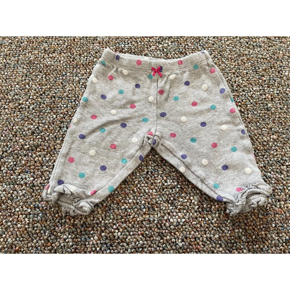 Carter's Girls Gray Polkadot Colorful Ruffle Cuff Pantsā 3M